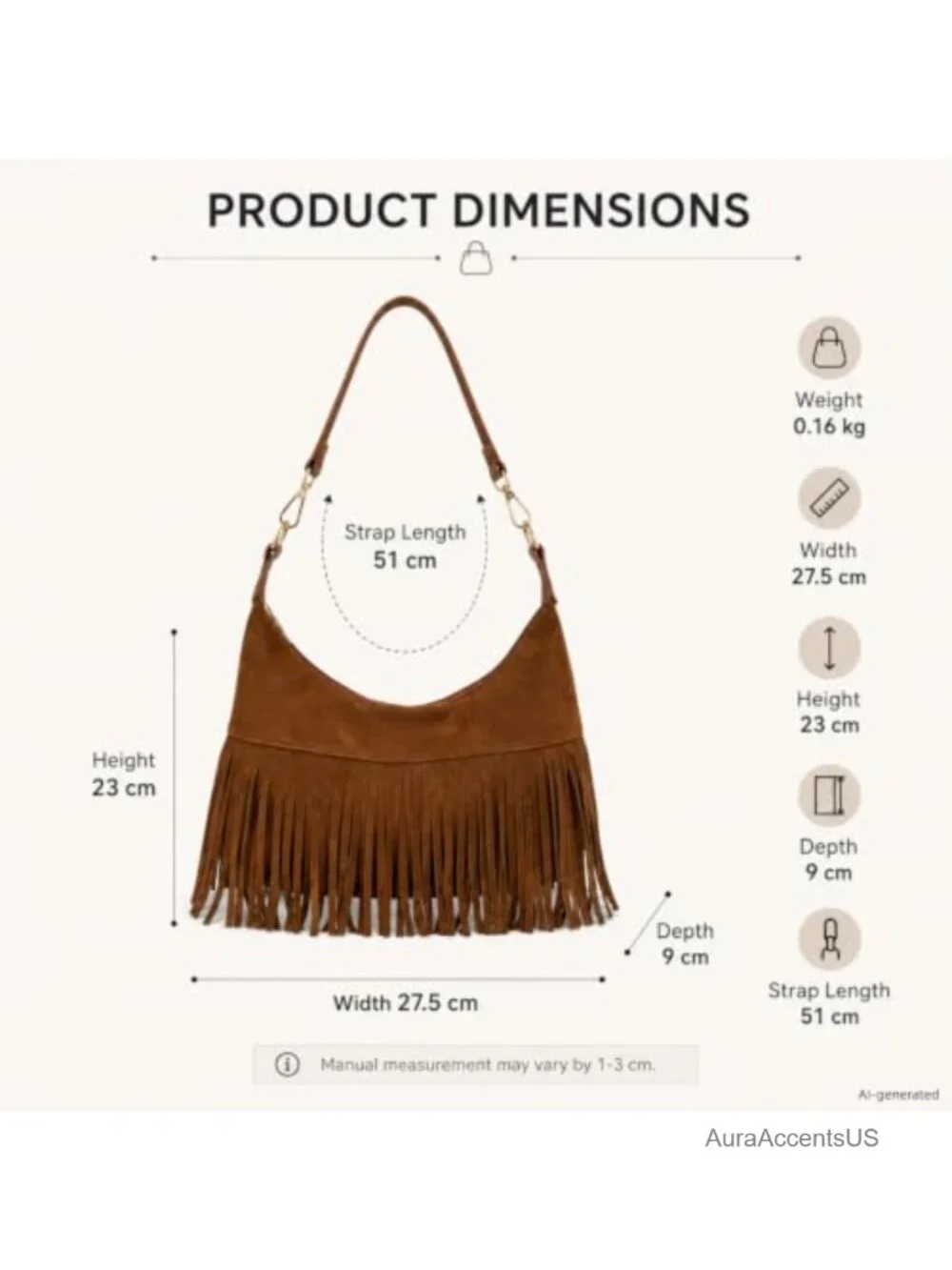 Women Fringe Hobo Bag Western Suede Shoulder Bag Crossbody Purse